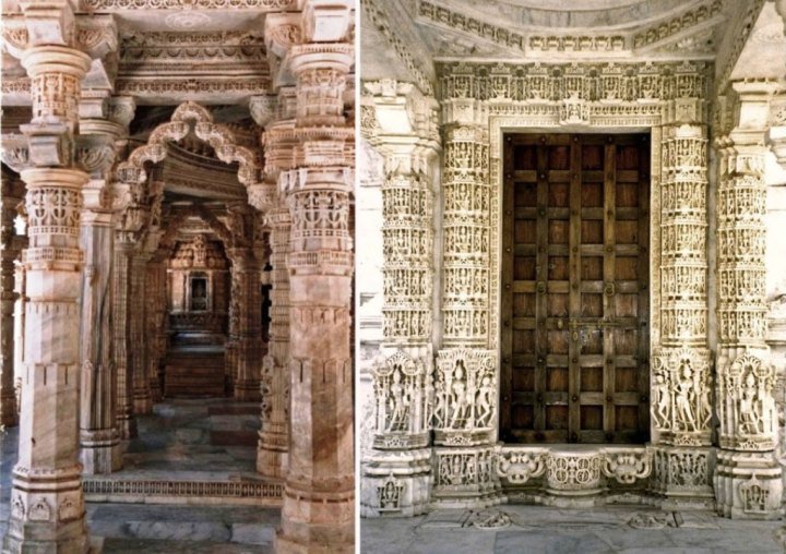 Detailed-interiors-of-Vimal-Vasahi-Temple,-Dilwara-temple-complex,-Mount-Abu