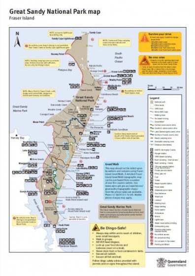 Fraser Island Map, Fraser Coast, Queensland, Australia (Source Queensland Government)