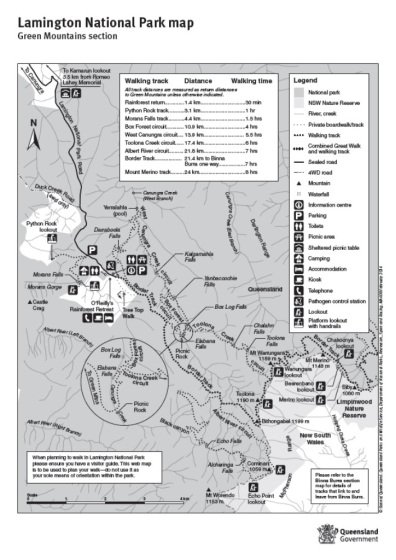 lamington national park walks map Best Walking Tracks Of Green Mountains Lamington National Park lamington national park walks map