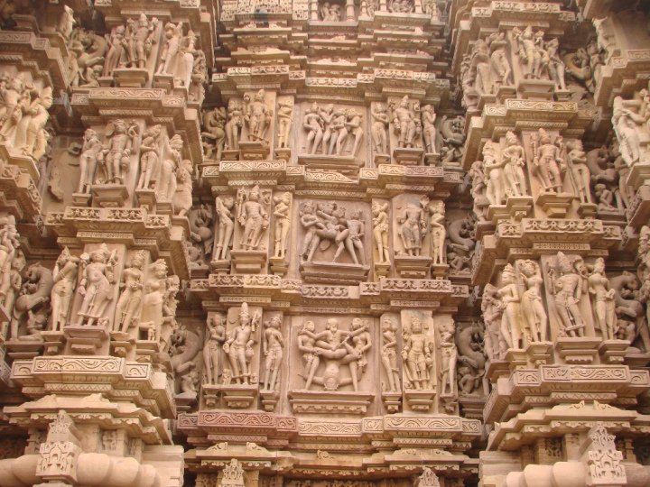 Detailed sculptures outside Kandariya Mahadeva Temple Khajuraho