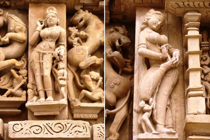 Famous sculptures on walls of Parsvanath Temple Khajuraho